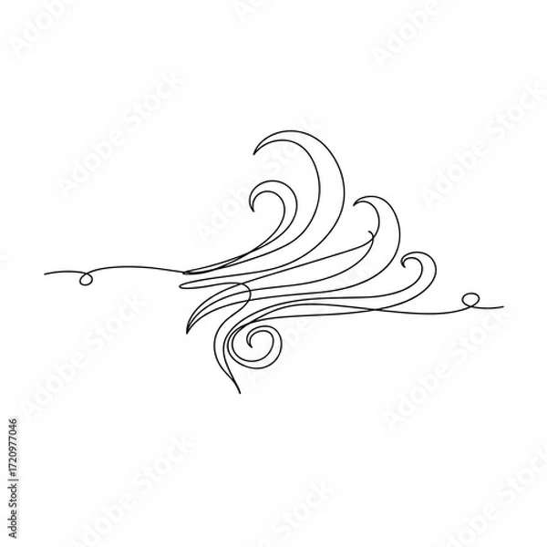 Fototapeta Decorative swirl pattern in minimalist black line art style