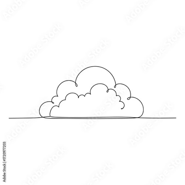 Fototapeta Cloud shape in minimalist black line art on white background
