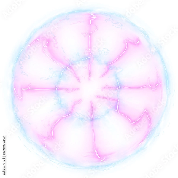 Fototapeta Abstract effect explosion electric energy shockwave, dimensional gate, Neon glow style.