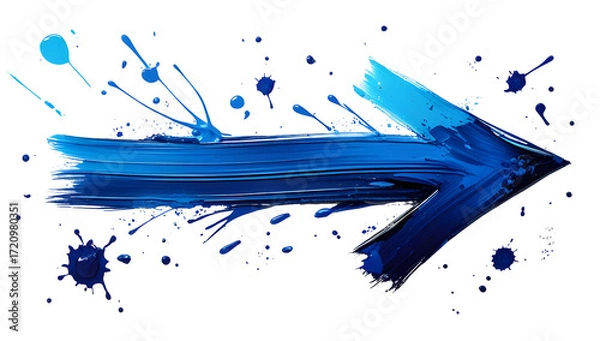 Fototapeta Blue paint arrow graphic design element abstract vector illustration Isolated on white background