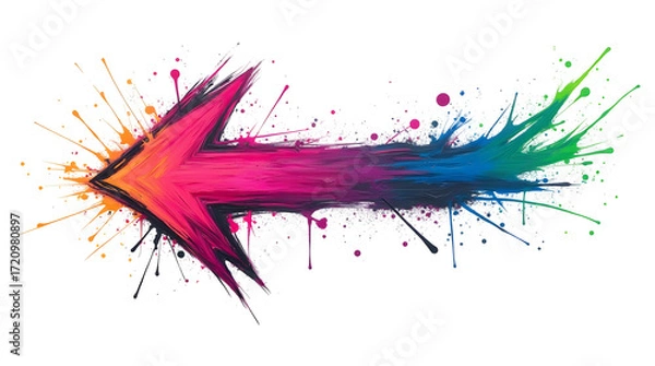 Fototapeta Colorful arrow graphic design element paint splash effect Vector illustration Isolated on white background