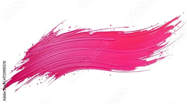 Fototapeta Pink paint brush stroke texture design element Abstract art background Vector illustration Isolated on white background