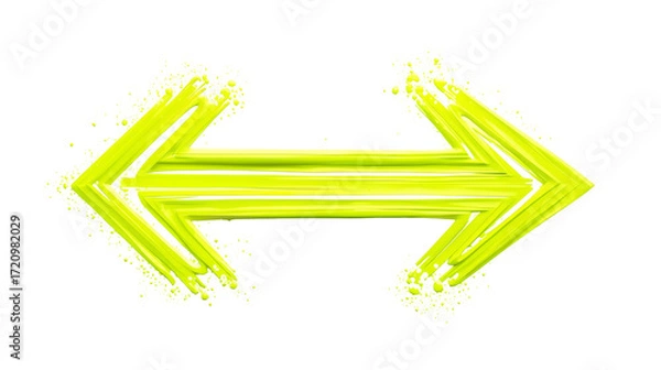 Fototapeta Double arrow icon painted texture graphic design element bright green color Isolated on white background