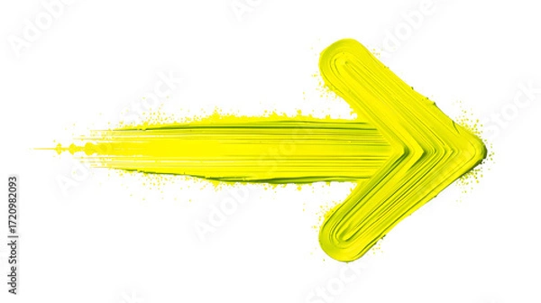 Fototapeta Yellow arrow icon paint stroke design element graphic design element Isolated on white background