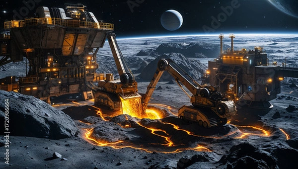 Fototapeta Futuristic Mining Base on Mars