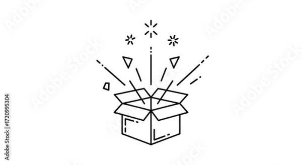 Fototapeta An open box with sparkles, representing surprise