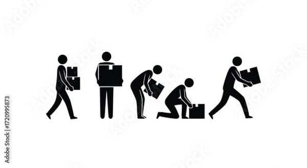 Fototapeta Stick figure showing proper lifting techniques