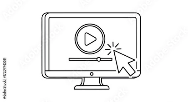 Fototapeta Illustration of a computer screen with a play button