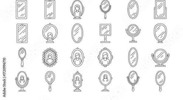 Fototapeta Collection of mirror icons and illustrations