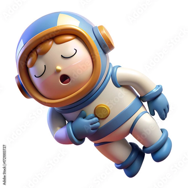 Fototapeta Adorable 3D Render of a Cute Astronaut Boy in Space