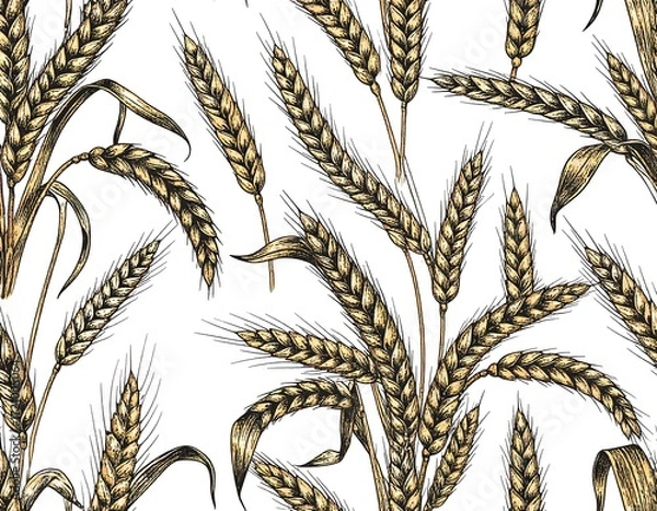 Obraz Detailed wheat pattern on white background