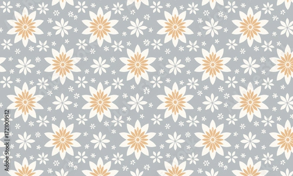 Fototapeta Elegant Retro Geometric Floral Seamless Pattern with Star Flowers