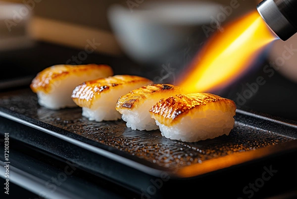 Fototapeta 타다끼, 초밥, 토치