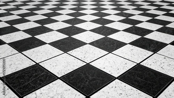 Fototapeta Elegant black and white marble checkerboard flooring for modern interiors and stylish design projects adds a classic and sophisticated touch to any space