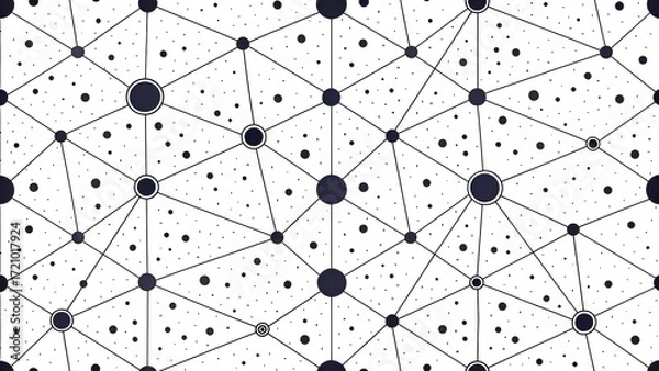 Fototapeta Modern seamless pattern of connected dots and lines for technology, networking, and science designs creating a sleek and contemporary feel
