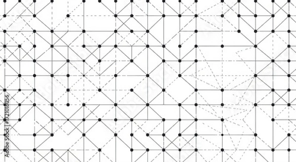Fototapeta Modern geometric pattern with interconnected dots and lines against a clean white backdrop for creative projects and designs needing a contemporary feel