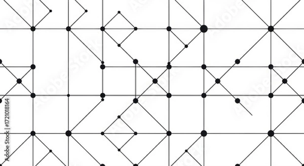 Fototapeta Modern geometric pattern with interconnected lines and dots creates a visually striking abstract design, ideal for digital backgrounds and creative projects