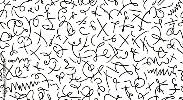 Fototapeta Playful abstract scribble pattern perfect for vibrant backgrounds, creative projects, and adding a touch of whimsy to your designs, black lines