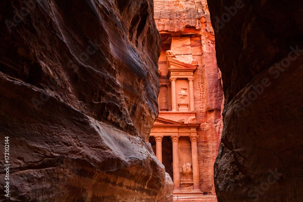 Obraz Al Khazneh - skarbiec, starożytne miasto Petra, Jordania.