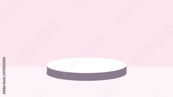 Fototapeta A simple white circular platform on a light pink background perfect for product presentation and display