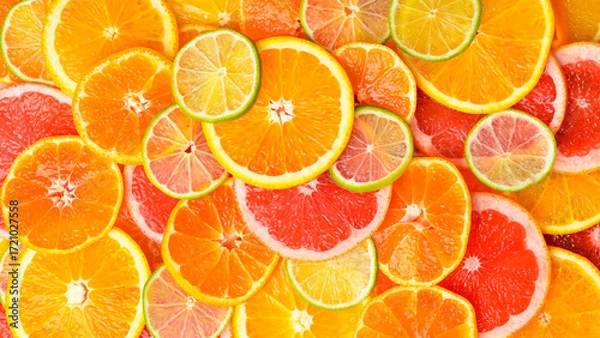 Fototapeta Pattern of ripe citrus fruits. Close up.