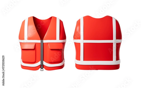 Fototapeta Red work clothes. Special occupational uniforms.Fireman's uniform, 3d rendering.