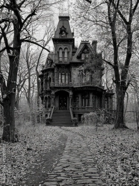 Obraz Haunted Victorian Mansion in a Forest.