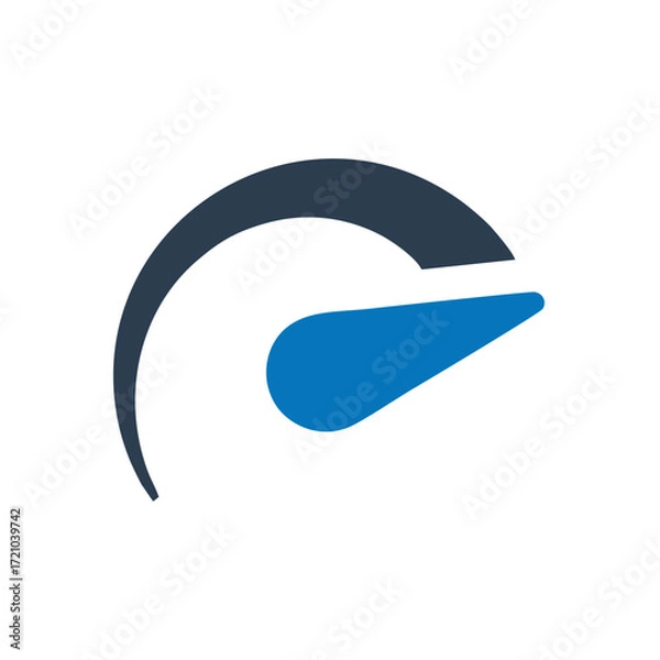 Obraz Speed test internet measure. Speedometer icon fast upload download rating. Quick level tachometer accelerate