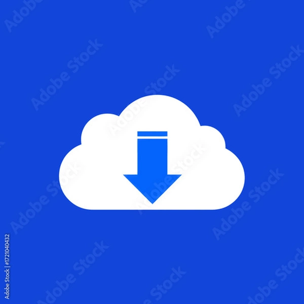 Fototapeta Download Cloud Icon Vector - Graphic Resource for Data Storage and Online Transfer