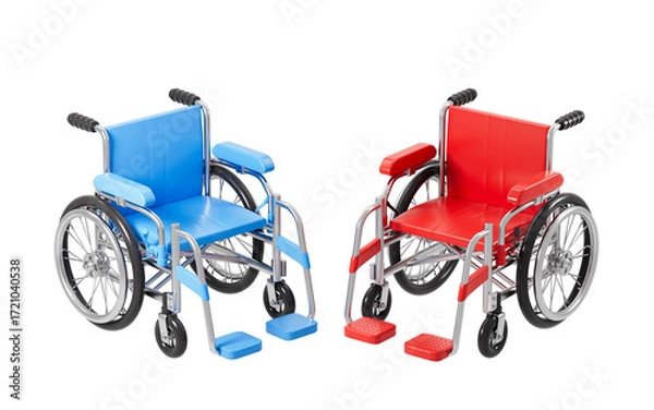 Fototapeta Cartoon wheelchair model isolated, 3d rendering.