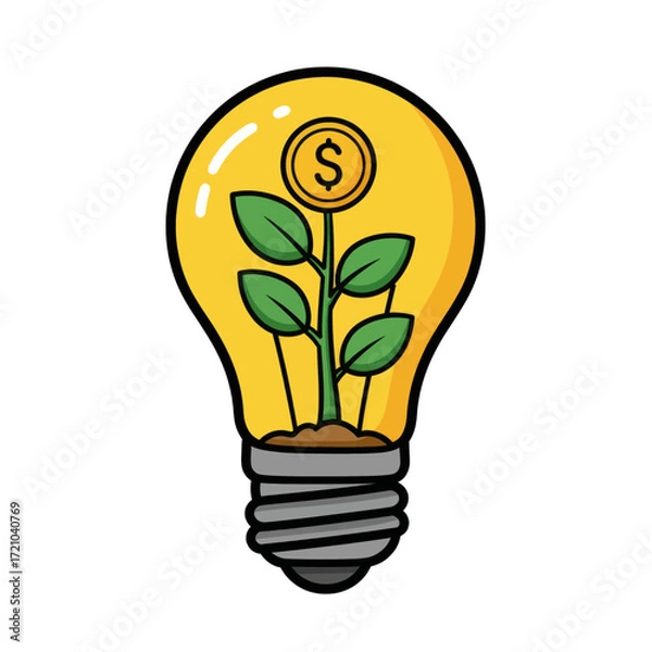 Fototapeta Creative Lightbulb Idea Symbolizing Financial Growth and New Business Ventures