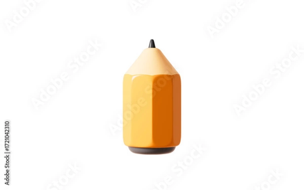 Fototapeta Cartoon yellow pencil isolated in the white background, 3d rendering.