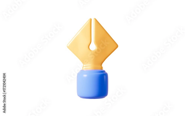 Fototapeta Cartoon blue pen isolated in the white background, 3d rendering.