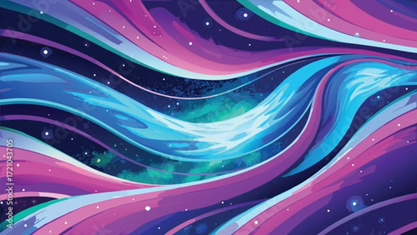 Fototapeta Abstract background with blue, pink and violet waves. Vector illustration.