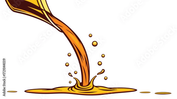 Fototapeta Pouring orange juice on a white background. Vector illustration of pouring orange juice.