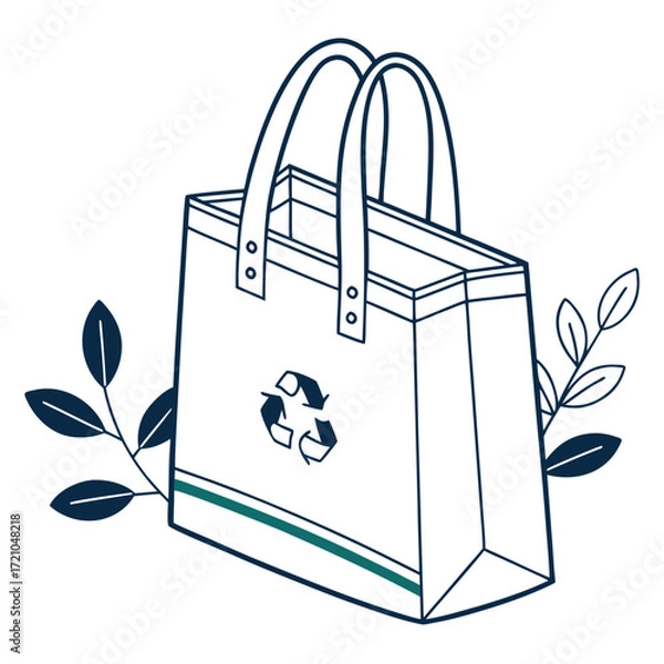 Fototapeta reusable shopping bag simple outline
