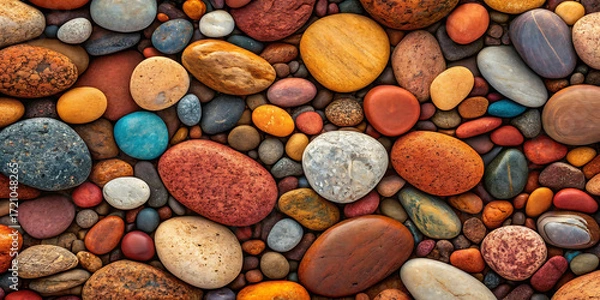 Fototapeta Vibrant assortment of smooth colorful beach pebbles
