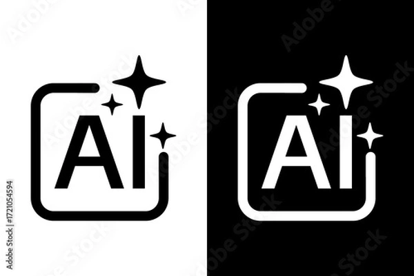 Obraz AI icon, AI generate icon, Artificial intelligence concept and machine learning technology. flat vector illustration design isolated on black and white background