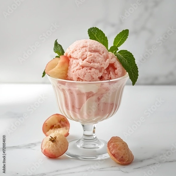 Obraz Gourmet Lychee Frozen Dessert in Glass Bowl