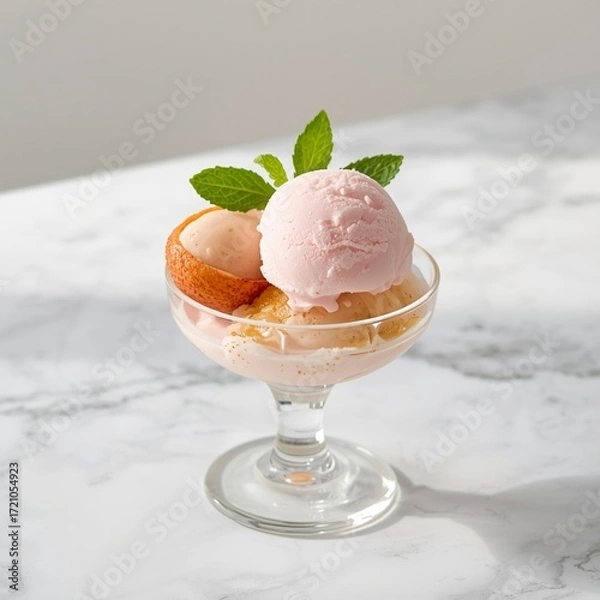 Obraz Lychee Scoop with Mint Garnish Styled Photo