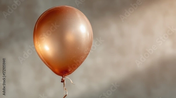 Fototapeta Elegant copper balloon floating against a soft blurred background perfect for celebrations, parties, and joyful moments