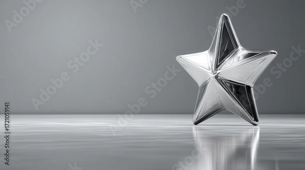 Fototapeta Metallic Star Sculpture on Polished Surface with Soft Lighting and Neutral Background in Contemporary Minimalist Style