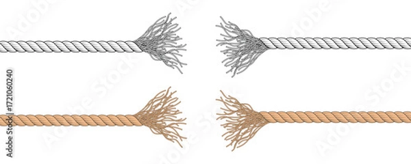 Obraz Broken rope. Torn rope.  Damaged cable