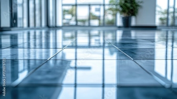 Obraz Smooth, polished porcelain tiles reveal a flawless surface, with impeccable alignment and a glossy finish contributing to a sleek, modern aesthetic.