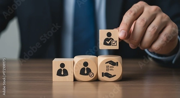 Fototapeta Human resources selection process recruitment hiring