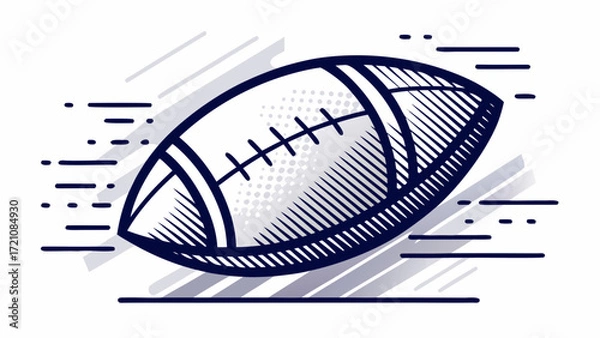Fototapeta Minimalist line drawing of an American football, clean black outline, simple sporty design, capturing athletic energy and dynamic movement, perfect for posters, sports branding, or modern graphic comp