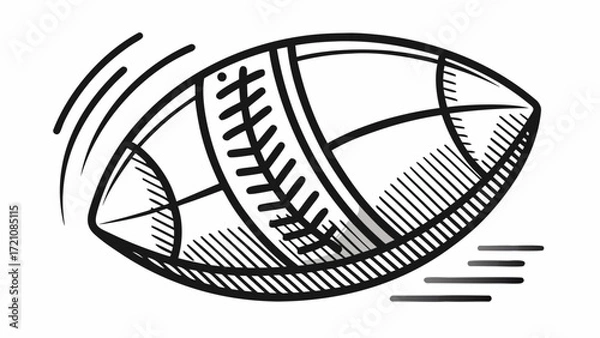 Fototapeta Minimalist line drawing of an American football, clean black outline, simple sporty design, capturing athletic energy and dynamic movement, perfect for posters, sports branding, or modern graphic comp