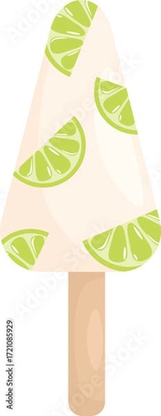 Fototapeta Ice cream. A set of citrus fruits: lime, watermelon, orange, and lemon, sliced ​​into round shapes. Vector illustration on a white background.