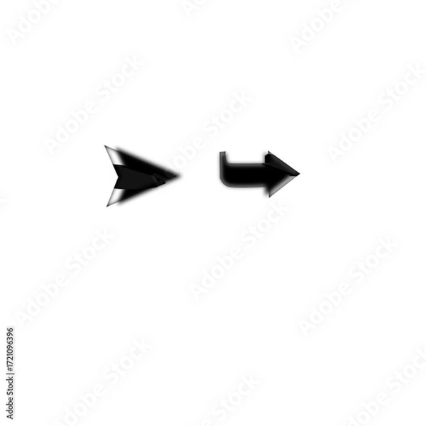 Fototapeta Two black arrow icons navigation pointers direction Minimalist design Isolated on white background