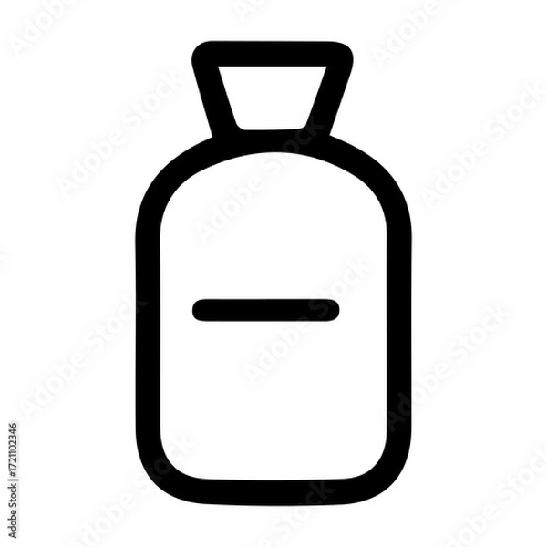 Fototapeta A bottle with a black label and a white background. The bottle is empty. The bottle is a container for a liquid